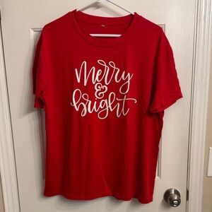 Red 'Merry & Bright' T-Shirt
